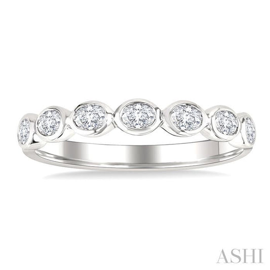 ASHI Oval Shape East-West Bezel Set Diamond Fashion Band 372E2PPFHWG-OV