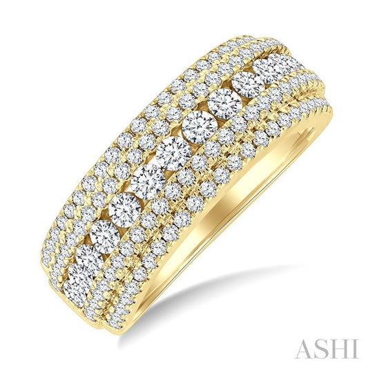 ASHI Five Row Diamond Fashion Band 372X0PPFGYG-1.25