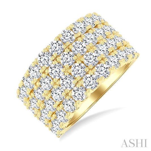 ASHI Four Row Diamond Wide Band 373G0PPFGYG-4.00
