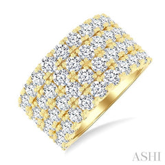 ASHI Four Row Diamond Wide Band 373G0PPFGYG-4.00