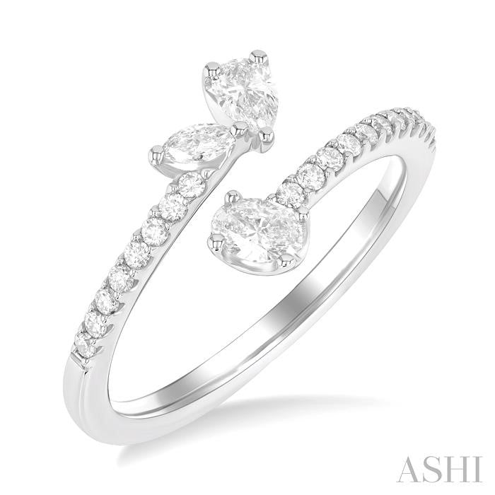 ASHI 3 Stone Mixed Shape Diamond Fashion Open Ring 373L3PPFGWG