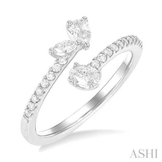 ASHI 3 Stone Mixed Shape Diamond Fashion Open Ring 373L3PPFGWG