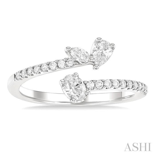 ASHI 3 Stone Mixed Shape Diamond Fashion Open Ring 373L3PPFGWG