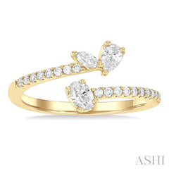 ASHI 3 Stone Mixed Shape Diamond Fashion Open Ring 373L3PPFGYG