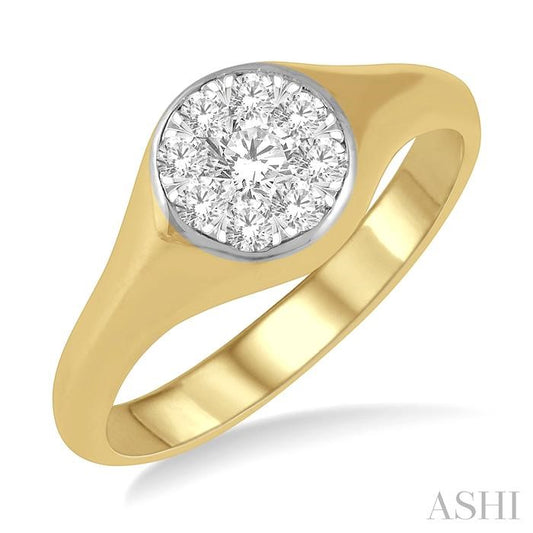 ASHI Round Shape Lovebright Essential Diamond Signet Ring 373M5PPFHYW