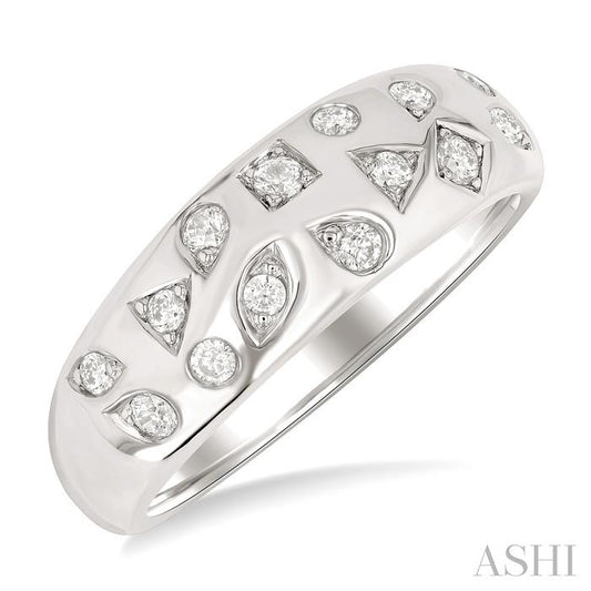 ASHI Diamond Mosaic Fashion Wide Band 373V6PPTGWG