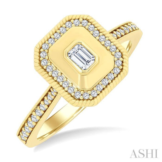 ASHI Emerald Shape Art Deco Diamond Fashion Ring 373W5PPFGYG-OC