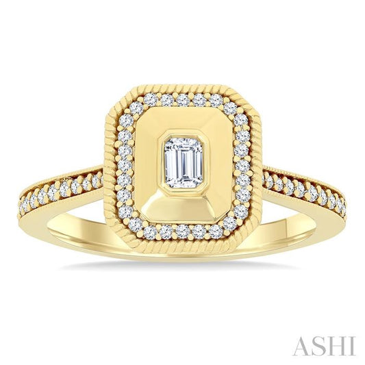 ASHI Emerald Shape Art Deco Diamond Fashion Ring 373W5PPFGYG-OC