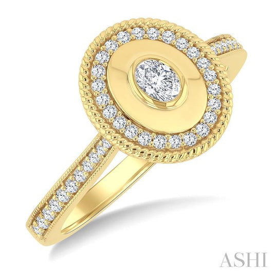 ASHI Oval Shape Art Deco Diamond Fashion Ring 373W5PPFGYG-OV