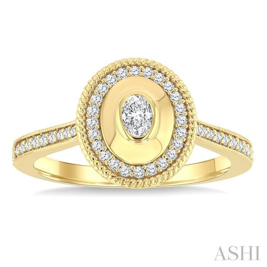 ASHI Oval Shape Art Deco Diamond Fashion Ring 373W5PPFGYG-OV