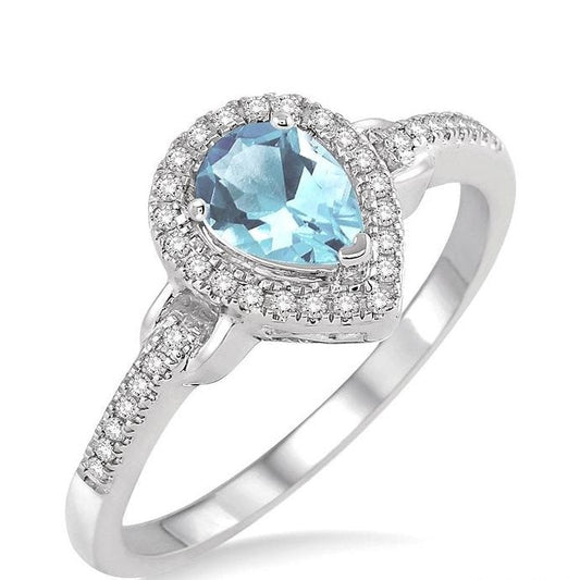 Parkplace Jewelers Pear Shape Gemstone & Halo Diamond Ring 52338PPTSAQWG