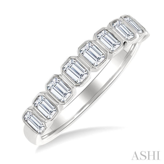 ASHI Emerald Shape North-South Bezel Set Diamond Fashion Band 374E2PPFGWG-OC