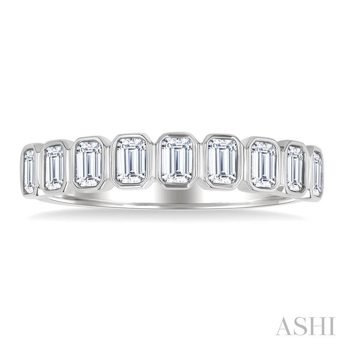 ASHI Emerald Shape North-South Bezel Set Diamond Fashion Band 374E2PPFGWG-OC