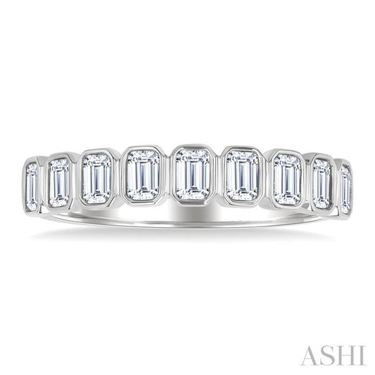 ASHI Emerald Shape North-South Bezel Set Diamond Fashion Band 374E2PPFGWG-OC