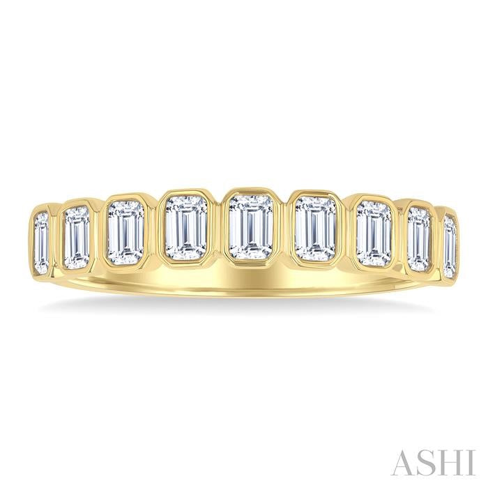 ASHI Emerald Shape North-South Bezel Set Diamond Fashion Band 374E2PPFGYG-OC