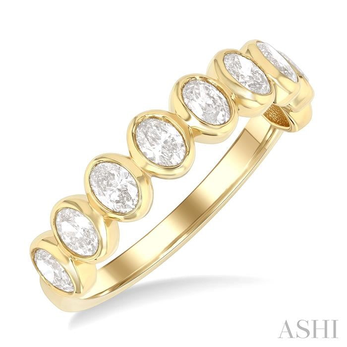 ASHI Oval Shape North-South Bezel Set Diamond Fashion Band 374E2PPFGYG-OV