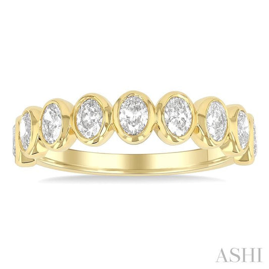 ASHI Oval Shape North-South Bezel Set Diamond Fashion Band 374E2PPFGYG-OV
