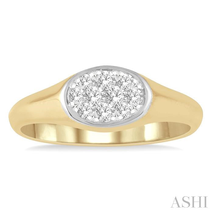 ASHI Oval Shape East-West Lovebright Essential Diamond Signet Ring 374M6PPFGYW