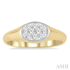 ASHI Oval Shape East-West Lovebright Essential Diamond Signet Ring 374M6PPFGYW