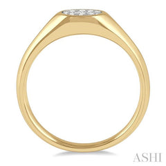 ASHI Oval Shape East-West Lovebright Essential Diamond Signet Ring 374M6PPFGYW