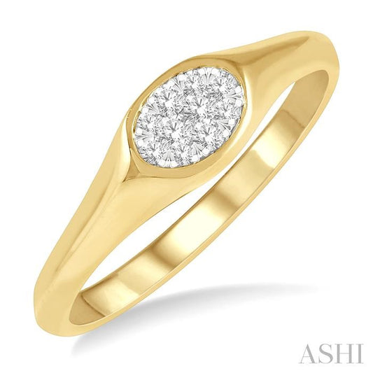 ASHI Oval Shape East-West Lovebright Essential Diamond Signet Ring 374M8PPFGYW