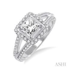 ASHI Princess Shape Halo Diamond Engagement Ring 24730PPFVWG-LE-1.15