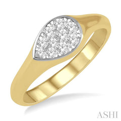 ASHI Pear Shape Lovebright Essential Diamond Signet Ring 375M6PPFGYW