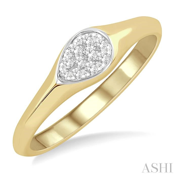 ASHI Pear Shape Lovebright Essential Diamond Signet Ring 375M8PPFGYW