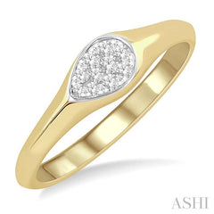 ASHI Pear Shape Lovebright Essential Diamond Signet Ring 375M8PPFGYW