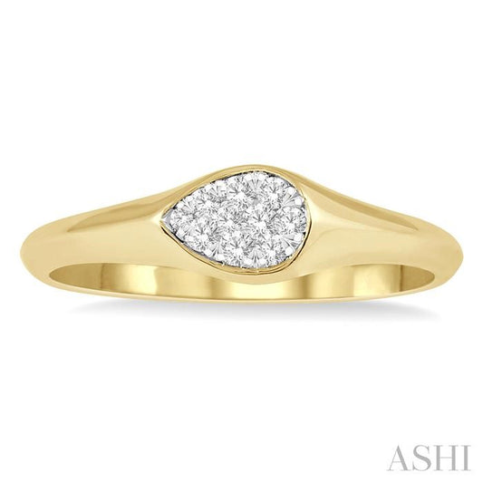 ASHI Pear Shape Lovebright Essential Diamond Signet Ring 375M8PPFGYW