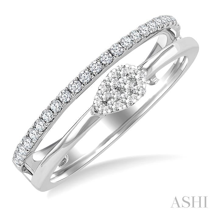 ASHI Pear Shape Double Row East-West Lovebright Diamond Fashion Ring 375N6PPTGWG-PR