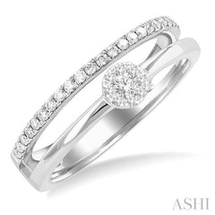 ASHI Round Shape Double Row Lovebright Diamond Fashion Ring 375N6PPTGWG-RD
