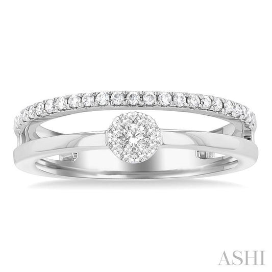 ASHI Round Shape Double Row Lovebright Diamond Fashion Ring 375N6PPTGWG-RD