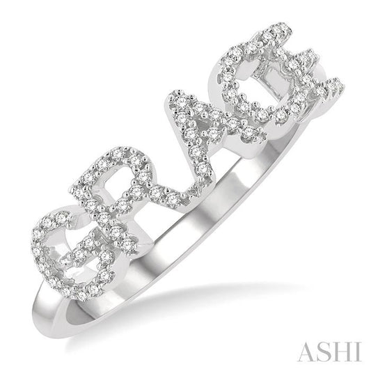 ASHI Block 'GRACE' Diamond Name Ring 376D7PPTSWG