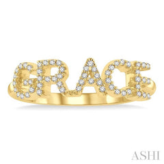 ASHI Block 'GRACE' Diamond Name Ring 376D7PPTSYG