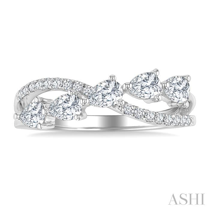 ASHI Pear Shape 5 Stone Criss Cross Diamond Fashion Ring 376F2PPFGWG