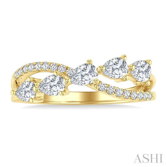 ASHI Pear Shape 5 Stone Criss Cross Diamond Fashion Ring 376F2PPFGYG