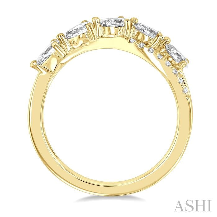 ASHI Pear Shape 5 Stone Criss Cross Diamond Fashion Ring 376F2PPFGYG