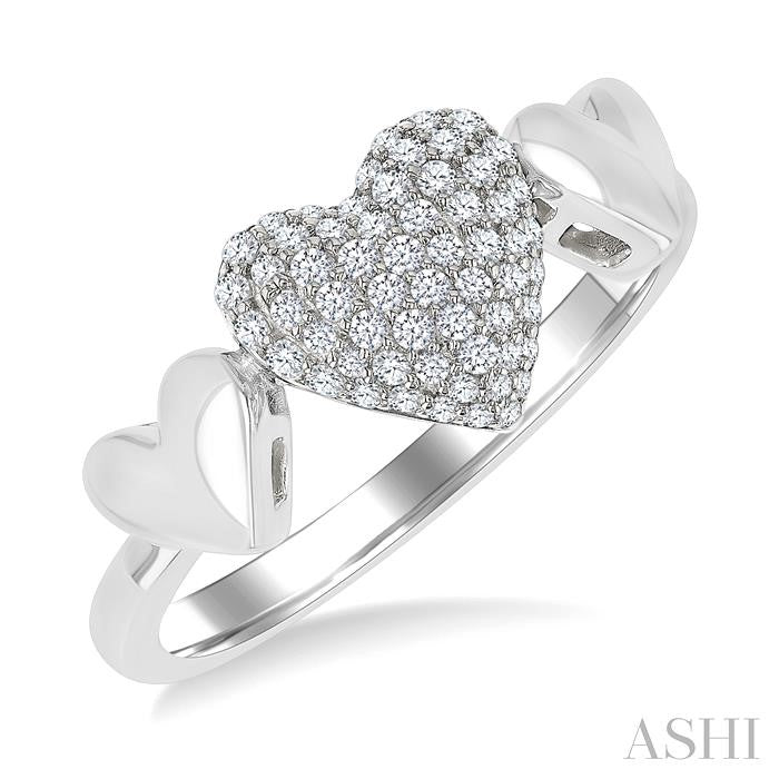 ASHI Pave-Set Heart Shape Diamond Fashion Ring 376V6PPTSWG-HT