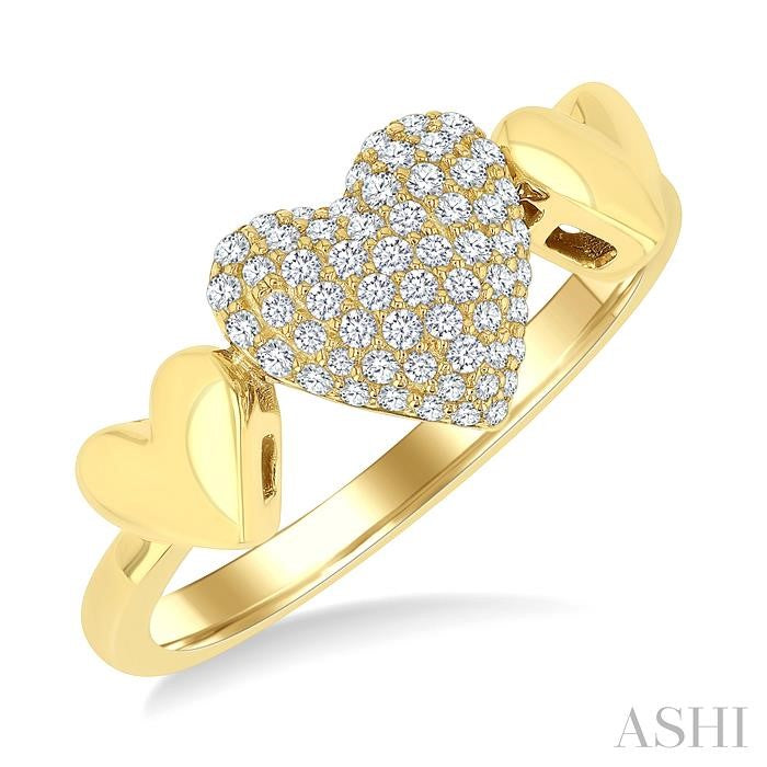 ASHI Pave-Set Heart Shape Diamond Fashion Ring 376V6PPTSYG-HT