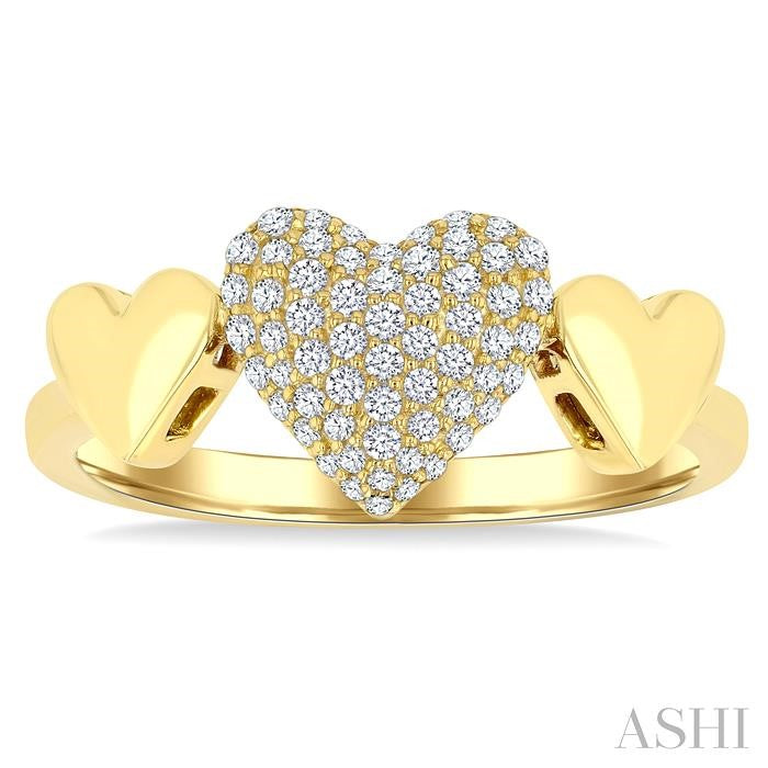 ASHI Pave-Set Heart Shape Diamond Fashion Ring 376V6PPTSYG-HT
