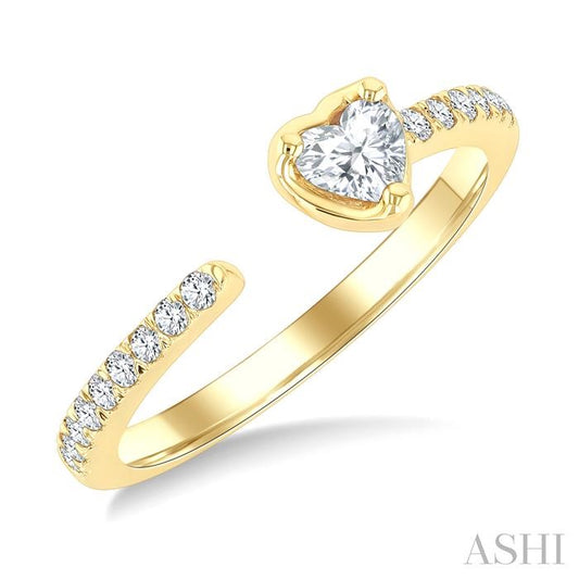 ASHI Heart Shape Diamond Fashion Open Ring 377F4PPFGYG-HT