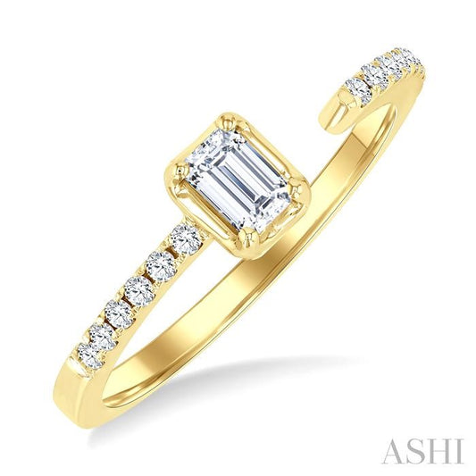 ASHI Emerald Shape Diamond Fashion Open Ring 377F4PPFGYG-OC