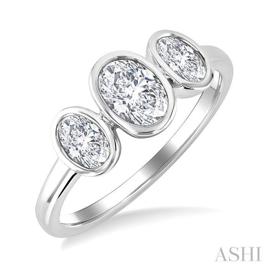 ASHI Oval Shape 3 Stone Diamond Fashion Ring 377V1PPFGWG