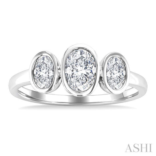 ASHI Oval Shape 3 Stone Diamond Fashion Ring 377V1PPFGWG