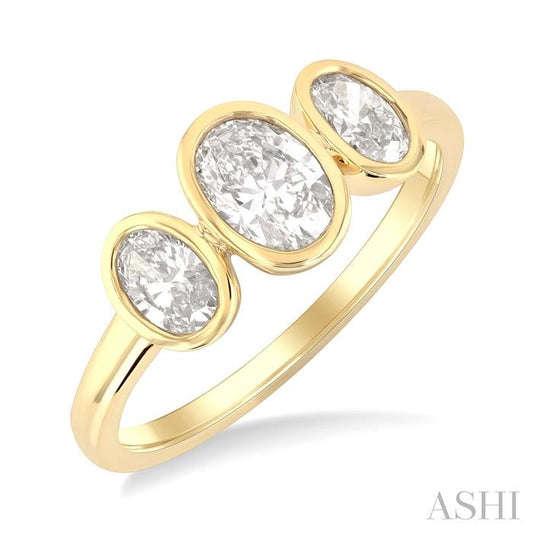 ASHI Oval Shape 3 Stone Diamond Fashion Ring 377V1PPFGYG
