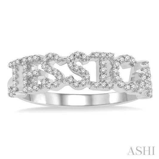 ASHI Block 'JESSICA' Diamond Name Ring 378D6PPTSWG