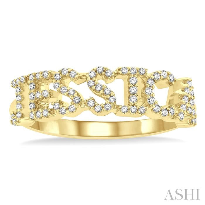 ASHI Block 'JESSICA' Diamond Name Ring 378D6PPTSYG