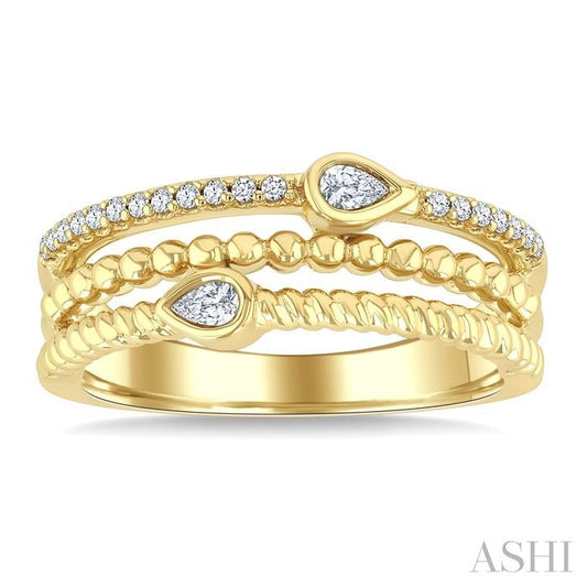 ASHI Pear Shape Three Row Diamond Band 378W7PPTGYG-PR