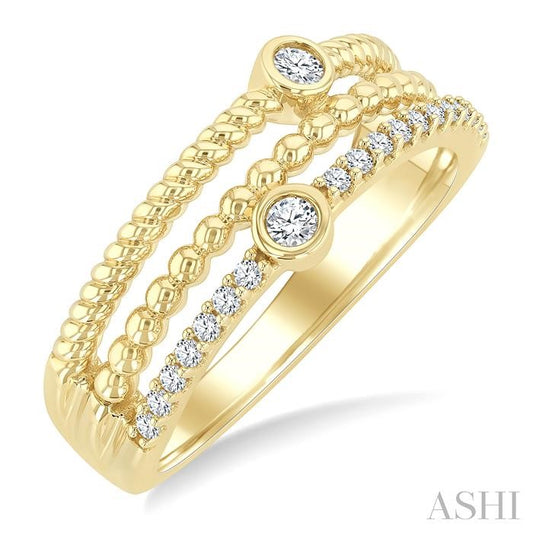 ASHI Round Shape Three Row Diamond Band 378W7PPTGYG-RD